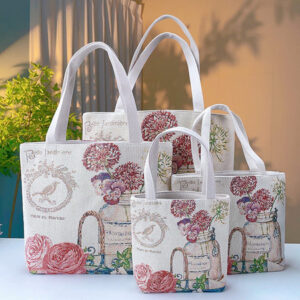 双面金丝提花刺绣帆布手提单肩包