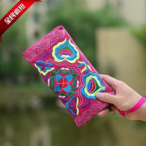 刺绣零钱包女式绣花手拿钥匙包